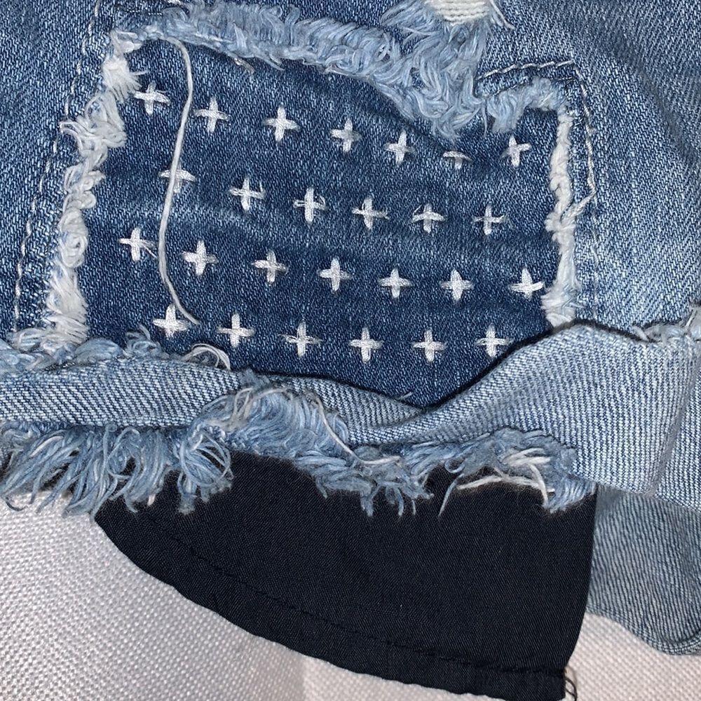 Denim Frayed Cut Off Distressed Shorts - Picture 2 of 5